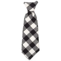 The Worthy Dog Black/Off White Buffalo Check Neck Tie Adjustable Collar Attachment Accessory