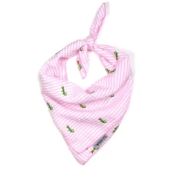 The Worthy Dog Seersucker Stripe Embroidered Alligators Classic Square Tie-On Bandana
