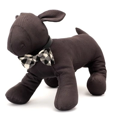 The Worthy Dog Black/Off White Buffalo Plaid Bow Tie Adjustable Collar Attachment Accessory 2 The Worthy Dog Black/Off White Buffalo Plaid Bow Tie Adjustable Collar Attachment Accessory - Image 2