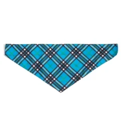 The Worthy Dog Blue Bias Plaid Slide-On Bandana Collar Accessory