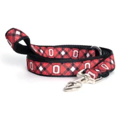 The License House Ohio State Buckeyes Dog Plaid Leash