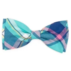 The Worthy Dog Aqua/Navy Plaid Bow Tie Adjustable Collar Attachment Accessory -The Worthy Dog Shop GUEST 72e188a9 4383 49fd 878d 2250aefa1976