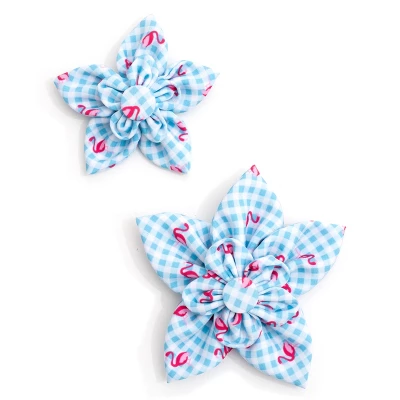 The Worthy Dog Gingham Flamingos Flower Accessory 2 The Worthy Dog Gingham Flamingos Flower Accessory - Image 2