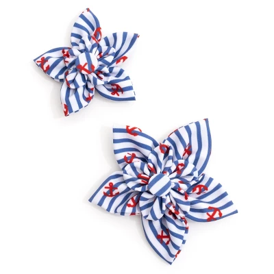 The Worthy Dog Stripe Anchors Flower Accessory 2 The Worthy Dog Stripe Anchors Flower Accessory - Image 2