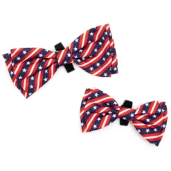 The Worthy Dog Bias Stars And Stripes Bow Tie Adjustable Collar Attachment Accessory