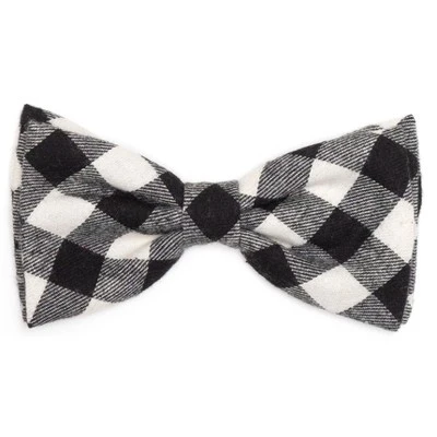 The Worthy Dog Black/Off White Buffalo Plaid Bow Tie Adjustable Collar Attachment Accessory 3 The Worthy Dog Black/Off White Buffalo Plaid Bow Tie Adjustable Collar Attachment Accessory - Image 3