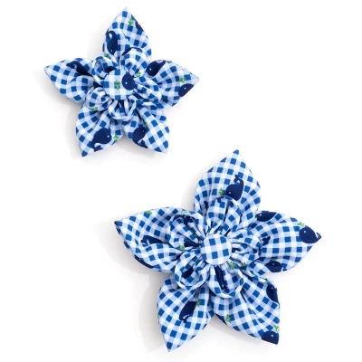 The Worthy Dog Gingham Whales Flower Accessory 2 The Worthy Dog Gingham Whales Flower Accessory - Image 2