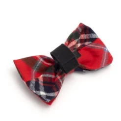 The Worthy Dog Red Plaid Bow Tie Adjustable Collar Attachment Accessory